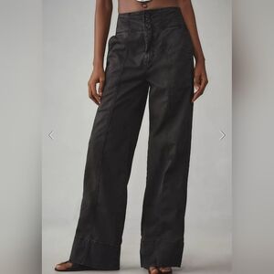 Pilcro Wide-Leg High-Waist Black Pants
